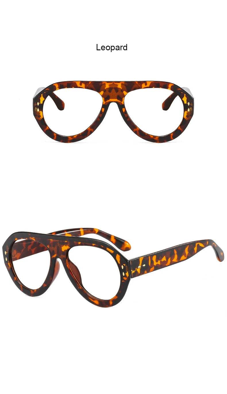 Trendy Oversized Pilot Reading Glasses Women Men Flower Brown Vintage Eyeglasses New Clear Blue Light Glasses +1.25 +1.5 +6