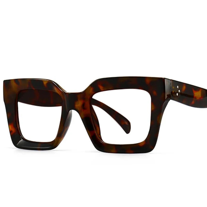 Vintage Oversized Square Anti Blue Light Reading Glasses Women Men Trending Optical Eyewear Finished Hyperopia Eyeglasses +2 +5