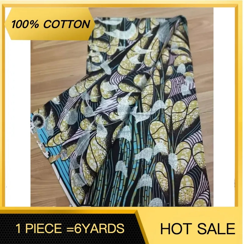 New Ankara Glitter Golden Wax Soft Flash Gold Print Batik High Quality Pagne Purple Women Tissus African Grand Golden Wax Fabric