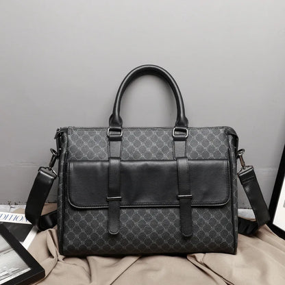 Fashion Black Leather Briefcase Designer Laptop Business Word Handbag for Women Work Bags High Qality Men Shoulder Bag Brand
