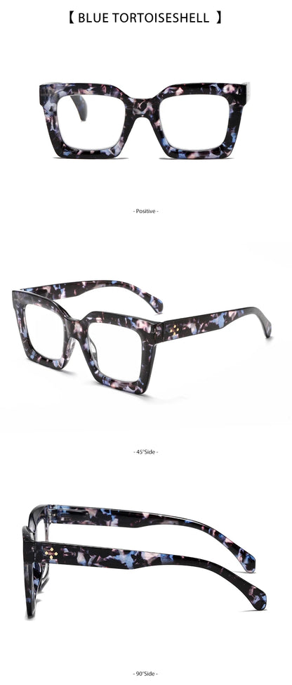Three pairs of stylish and comfortable large-framed reading glasses, blue light protection, suitable for both men and women
