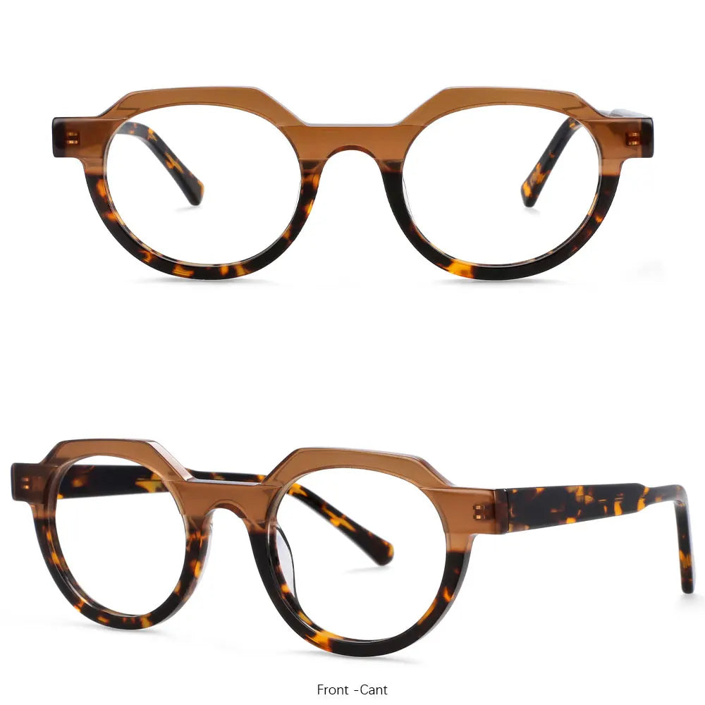 54139 Retro Acetate Optical Glasses Frames Men Women Two Color Splicing Fashion Eyeglasses
