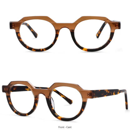 54139 Retro Acetate Optical Glasses Frames Men Women Two Color Splicing Fashion Eyeglasses