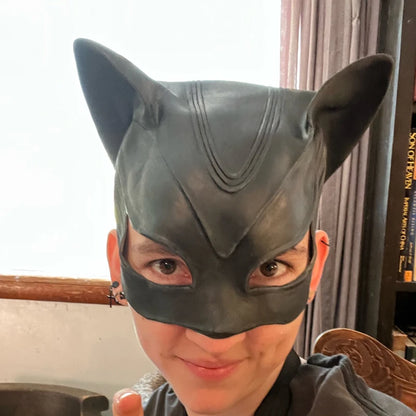 Sexy Cat Woman Selina Kyle Latex Mask Superhero Movie Cosplay Costume Halloween Party Masks