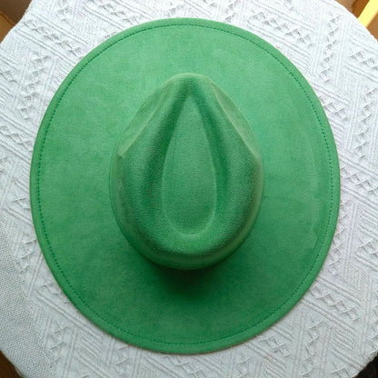 Suede Fedora Multicolor Heart-shaped Top 9.5cm Brim Men and Women Jazz Hat Panama Hat