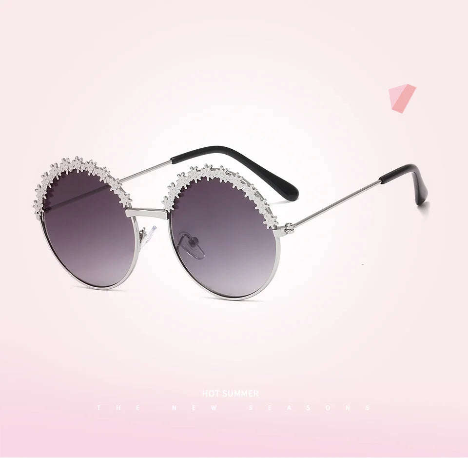 2025 Sunglasses children's glasses flower fashion New Sunglasses children's round children's Metal