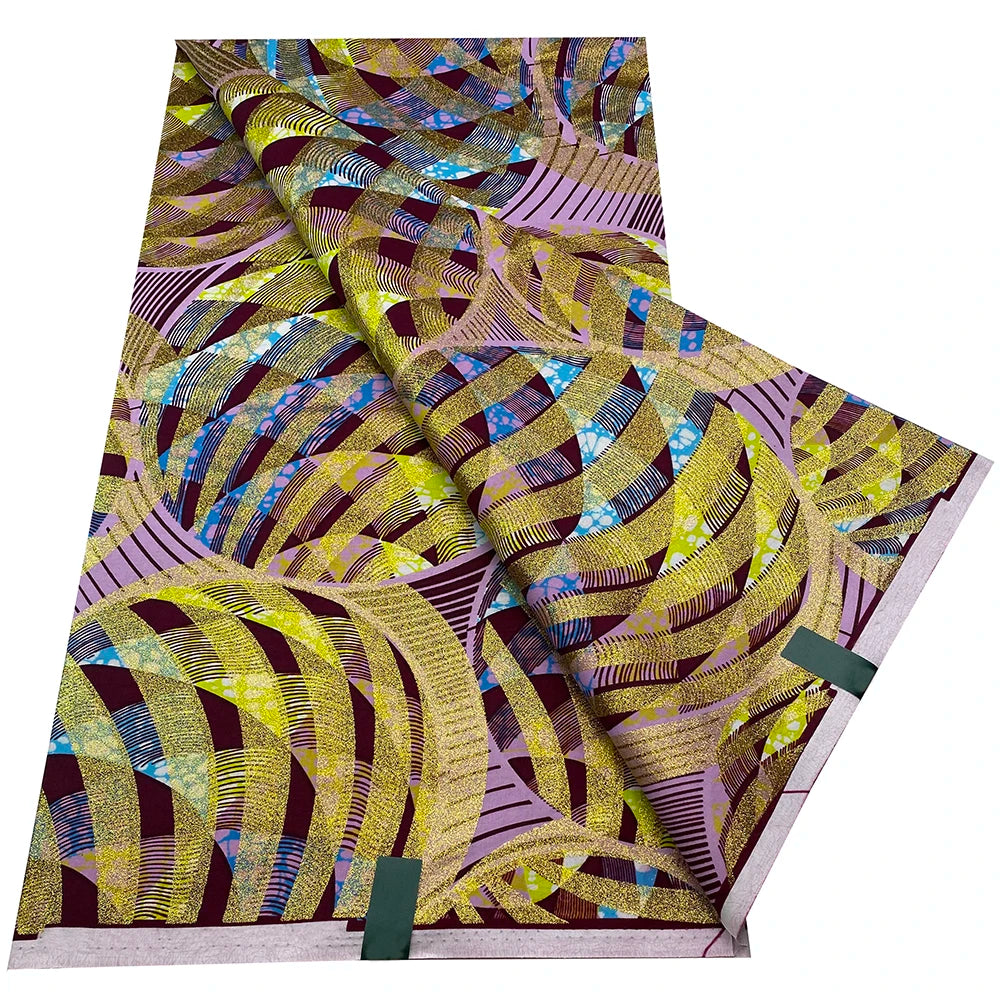 African Wax Prints Fabric Golden Wax Fabric High Quality Ankara Fabric for Party Dress New Grand Super 100% Cotton Y15, 6Yards