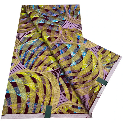 African Wax Prints Fabric Golden Wax Fabric High Quality Ankara Fabric for Party Dress New Grand Super 100% Cotton Y15, 6Yards