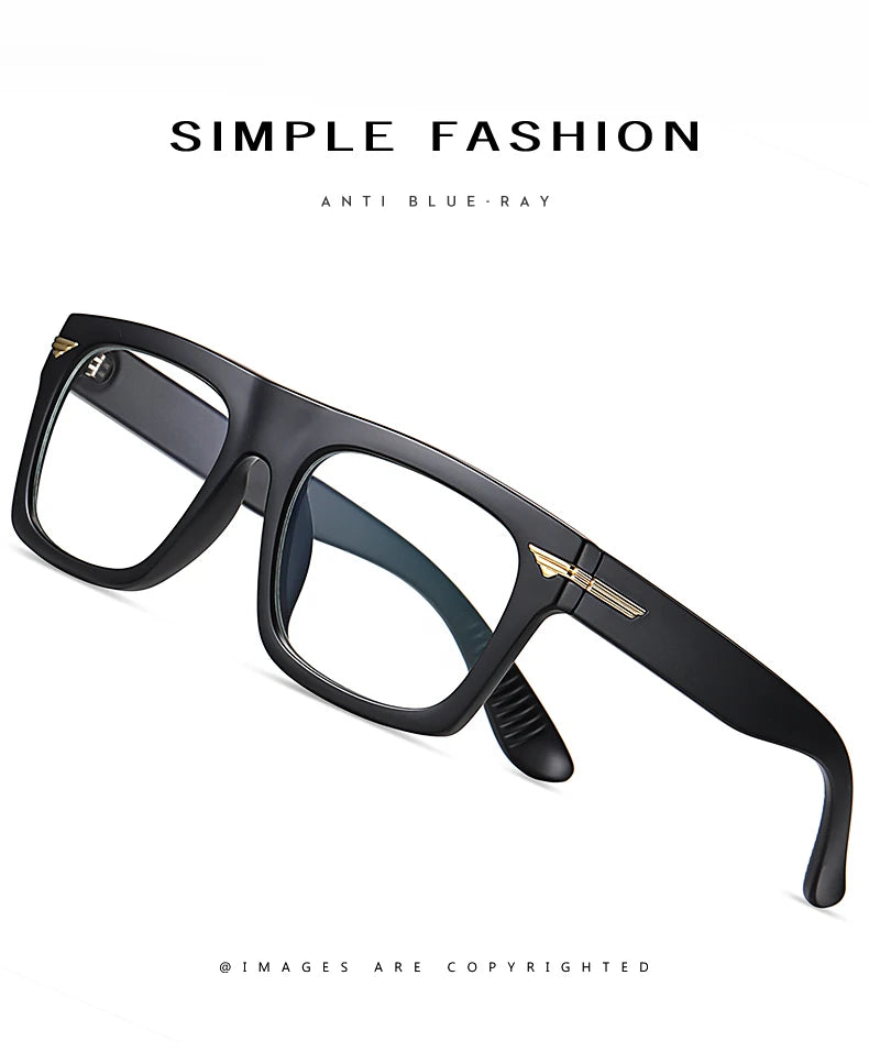 AUECMOI Vintage Men Square Glasses TR90 Frame Myopia Customizable Prescription Anti Blue Ray Optical Photochromic Eyeglasses