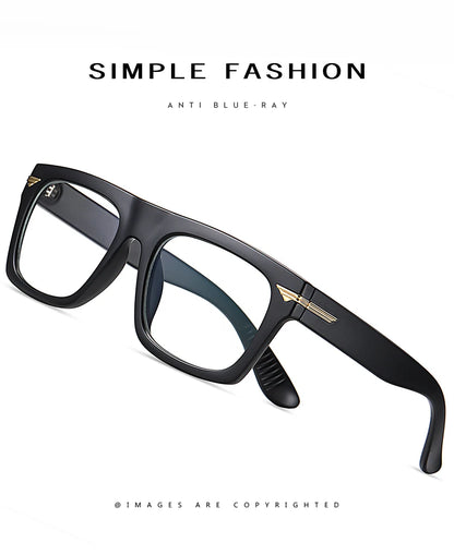 AUECMOI Vintage Men Square Glasses TR90 Frame Myopia Customizable Prescription Anti Blue Ray Optical Photochromic Eyeglasses
