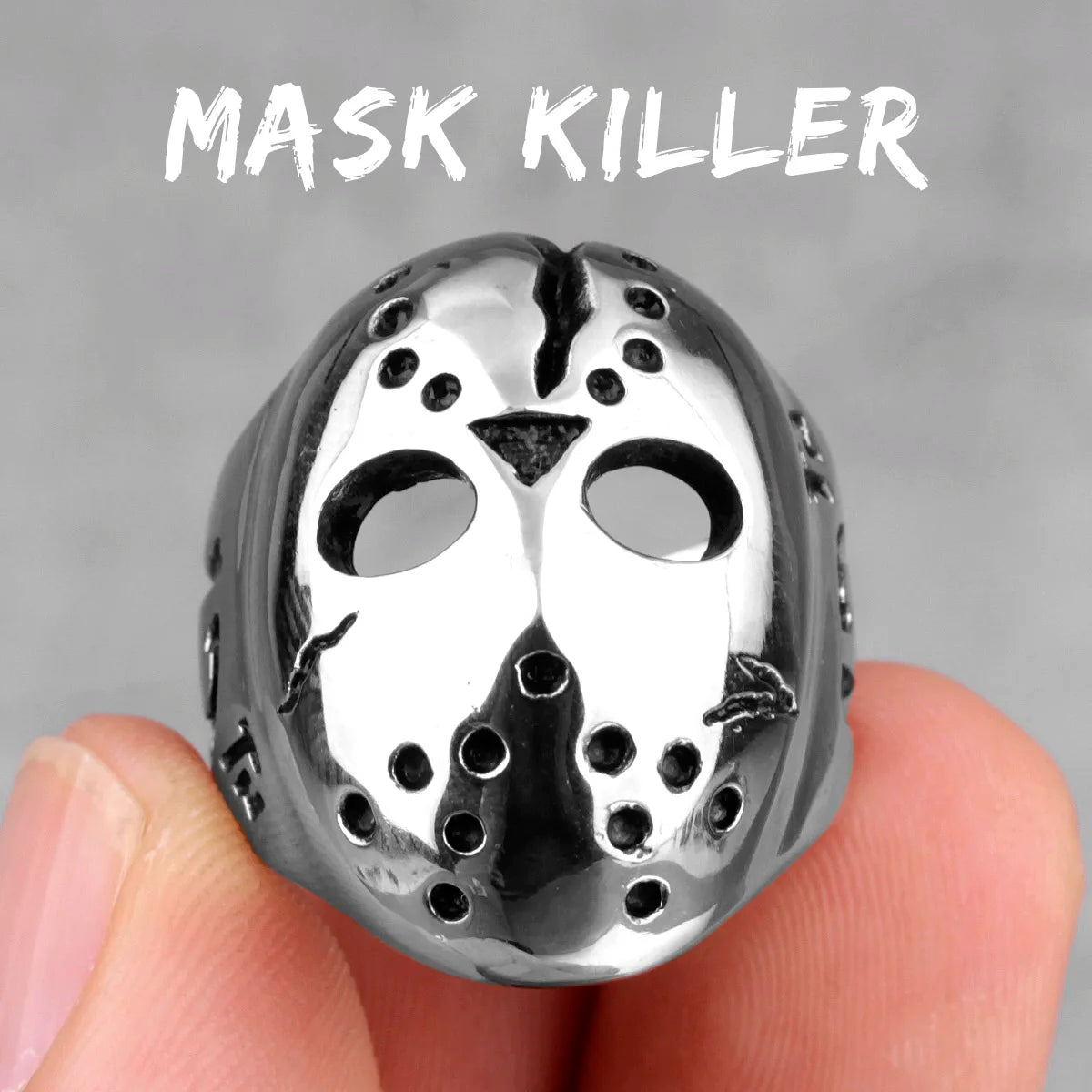 Jason Mask Killer 13th Men Rings Punk Hip Hop Domineering for Boyfriend Male Stainless Steel Jewelry Creativity Gift Wholesale