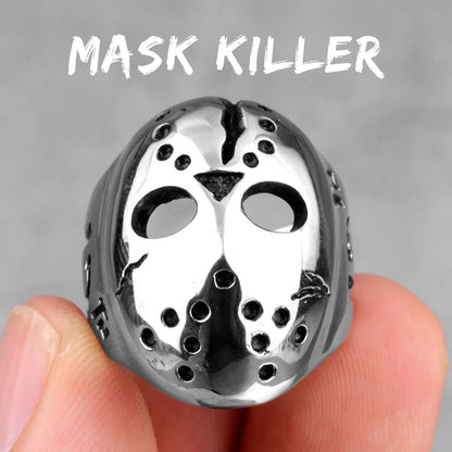 Jason Mask Killer 13th Men Rings Punk Hip Hop Domineering for Boyfriend Male Stainless Steel Jewelry Creativity Gift Wholesale