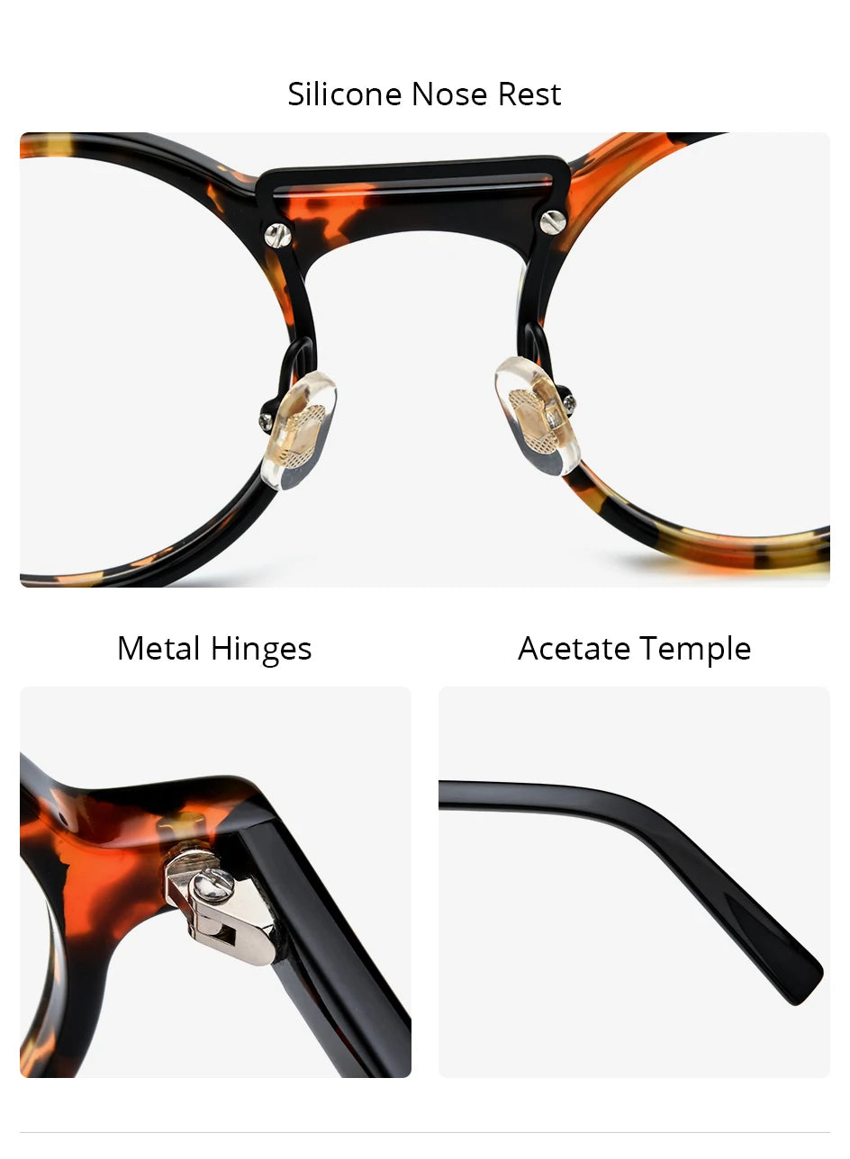 FONEX HEPIDEM Acetate Eyeglasses Frame Men 2025 New Small Round Brand Design Glasses Women Retro Vintage Eyewear Spectacles 9341