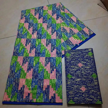KENTE 4+2YARD 2024 Latest Design 6 Yards/lot African Fabric Gold Powder Ankara 100% Cotton Farbic For Sewing Wax Print Fabric