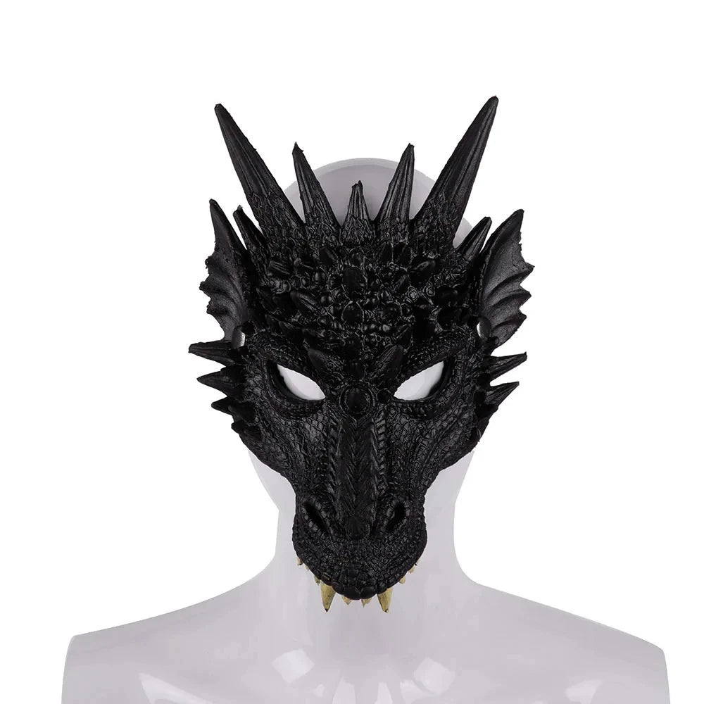 Halloween Horror Dragon Mask Mardi Gras Carnival Party PU Foam 3D Dragon Mask Masquerade Cosplay Props Clothing Accessories