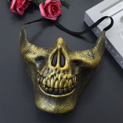 1pcs Skeleton Demon Mask Realistic Half Face Warrior Mask Halloween Cosplay Skull Costume Performance Props Accessories Tools