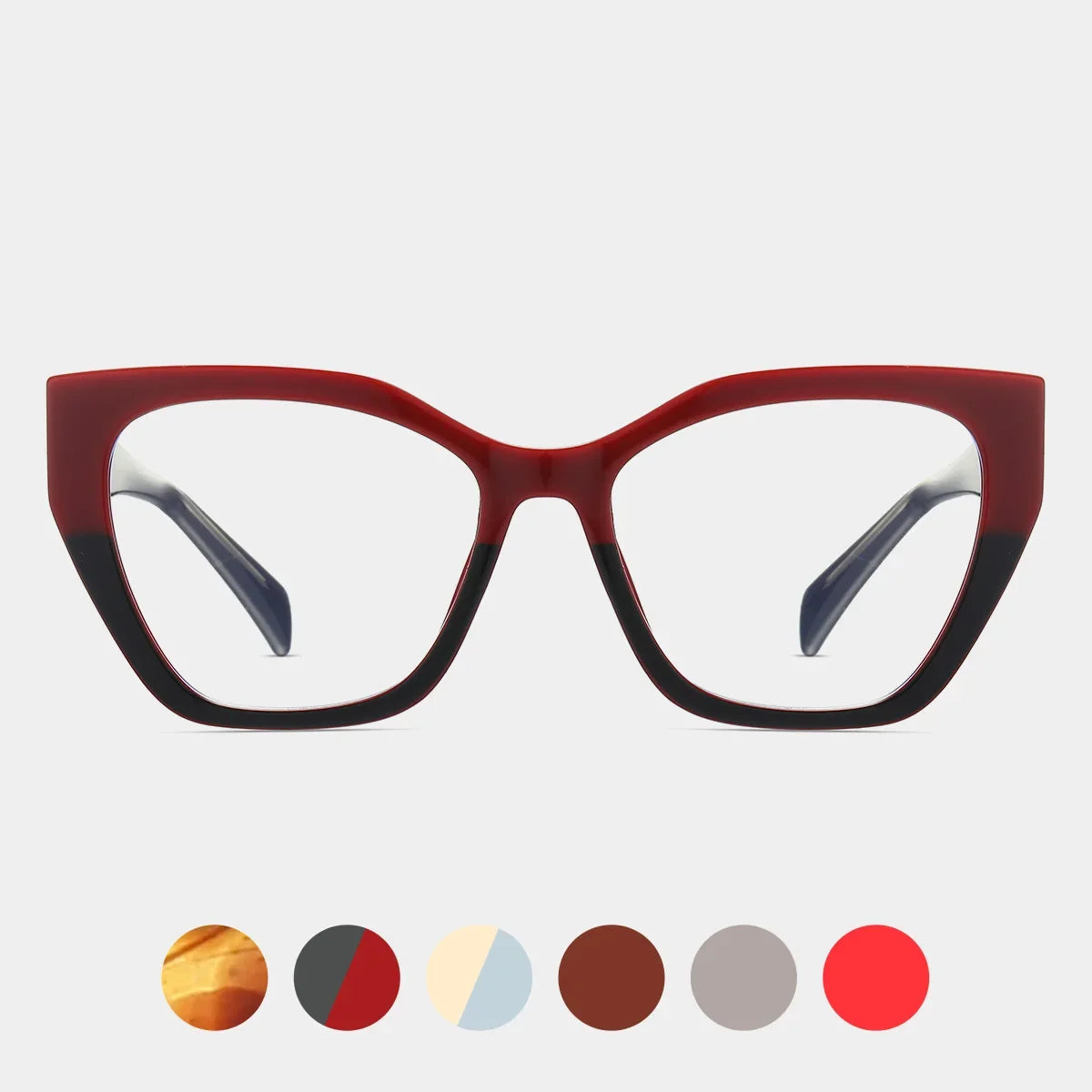 Luxury Brand Designer Women Fashion Cat Eye Anti Blue Light Glasses Double Color Large Frame Lady's Prescription Eyewear Frames
