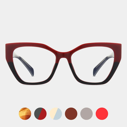 Luxury Brand Designer Women Fashion Cat Eye Anti Blue Light Glasses Double Color Large Frame Lady's Prescription Eyewear Frames