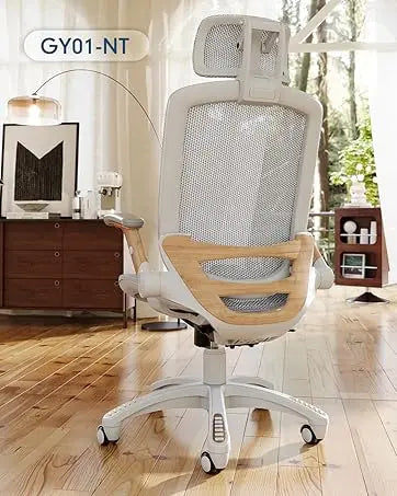 Ergonomic Office Chair, High Back Home Desk Chair with Headrest, Flip-Up Arms, 90-120° Tilt Lock and Wide Cushion