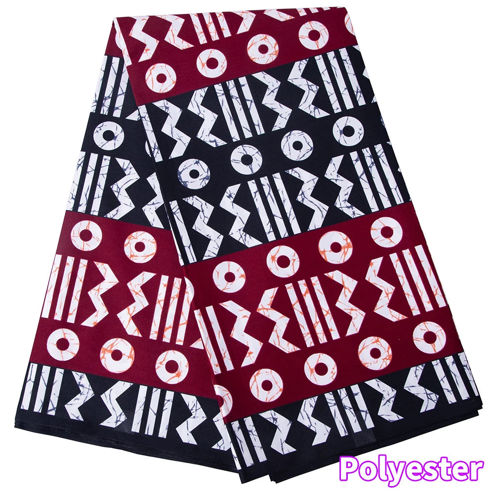 Veritablewax Fan Pattern African Fabric By the Yard Polyester Material For Handsewing High Quality Cloth for Party Dress A-27