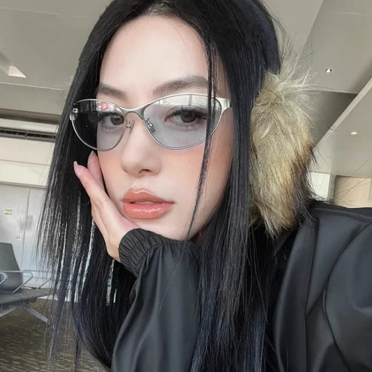 Y2k Sunglasses Women Men Cat Eye Designer Hot Girl Sun Glasses Steampunk Metal Frame Shades Uv400 Eyewear Eyeglasses 선글라스