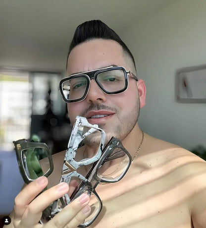 Trendy Oversized Pilot Reading Glasses Men Women Anti Blue Light Luxury Brand Black Unisex Goggle Clear Square Far Sight Eyewear