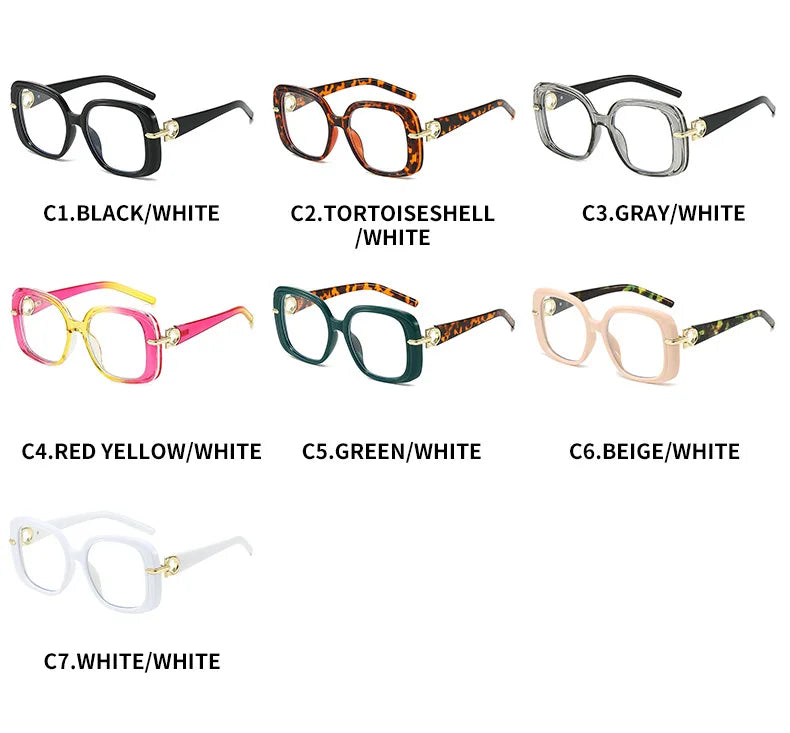 Square Large Anti Blue Light Reading Glasses Women Clear Lens Glasses Frames Finished Prescription Glasses Customized Diopter