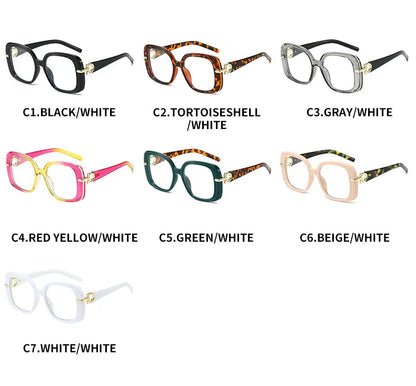 Square Large Anti Blue Light Reading Glasses Women Clear Lens Glasses Frames Finished Prescription Glasses Customized Diopter