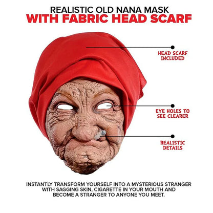 Halloween Scary Terrifying Granny Latex Mask Long Hair Spooky Cosplay Costume Accessory for Adults Party Deco Gift