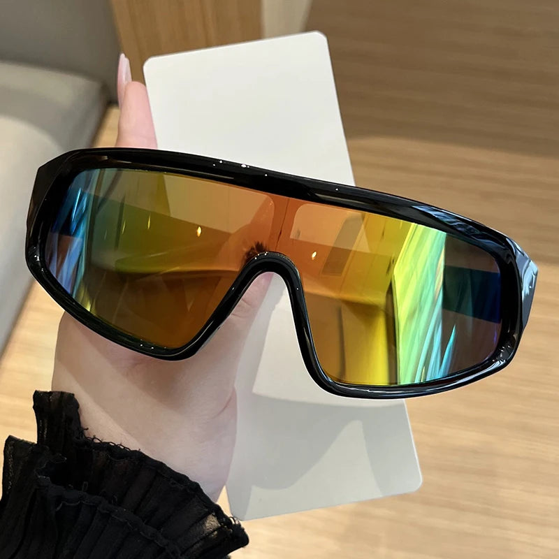 Cycling 2pcs Fashion New Sports Sunglasses Women Punk Style Outdoor Eyeglasses One Piece Personalized Square Glasses Unisex