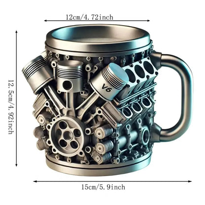 V8 Engines Stainless Steel Coffee Mug Creative Resin Water Cup Funny V6 Engines Wine Cup Coffee Cup Water Container Accessories