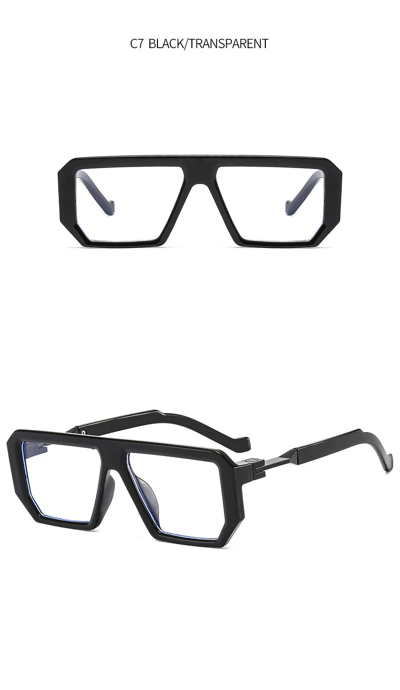 Retro Rectangle Men's Reading Glasses Transparent Computer Big Square Anti Blue Light Glasses Frame Punk Presbyopia Eyewear +1.5