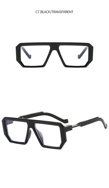 Retro Rectangle Men's Reading Glasses Transparent Computer Big Square Anti Blue Light Glasses Frame Punk Presbyopia Eyewear +1.5