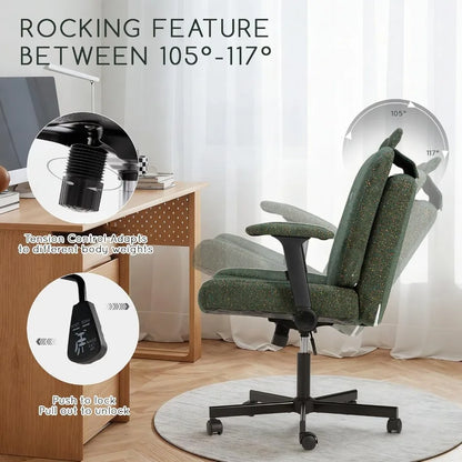 Criss Cross Chair with Arms and Castors for Home Office Vanity Gaming and Reading Spaces Plus Size Design with Extra Wide Seat