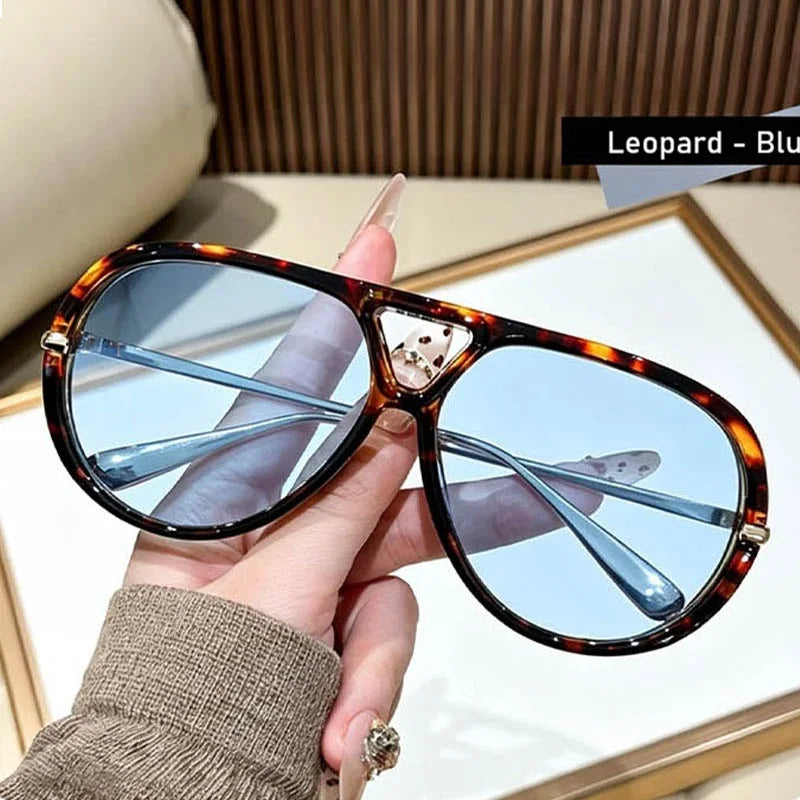 QVQV Oversized Trendy Leopard Green Sunglasses Women Summer Fashion Thick Frame Pilot Sun Glasses Luxury Brand Outdoor Shades