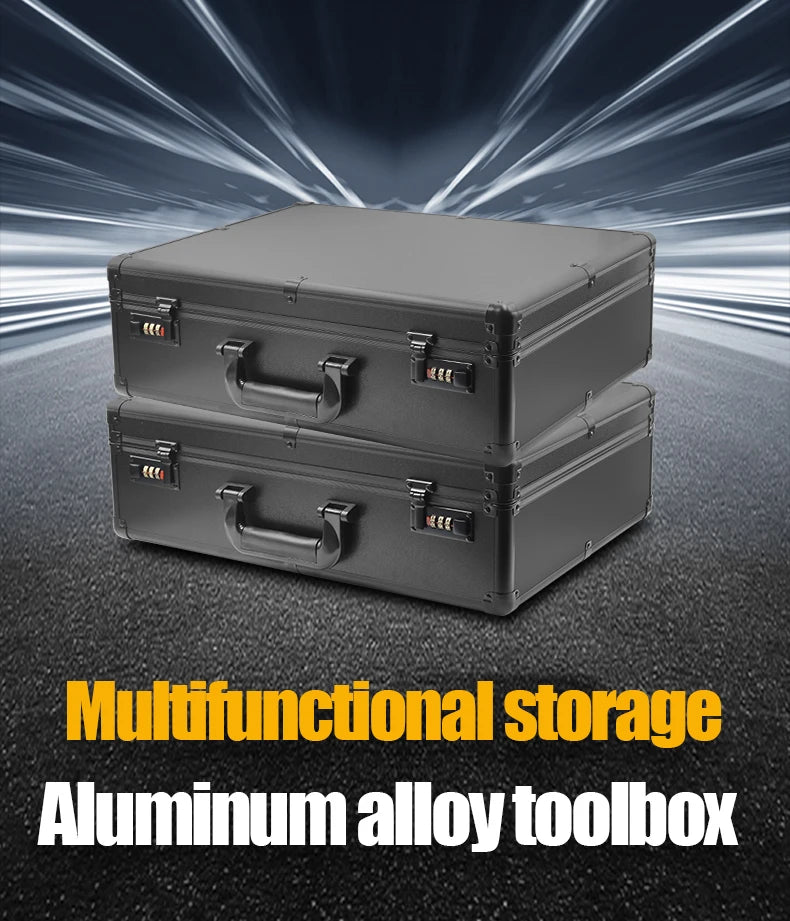 Premium Full Black Aluminum Alloy Combination Box-Versatile Storage Solution,for Tools,Documents,and Gifts,Digital password lock