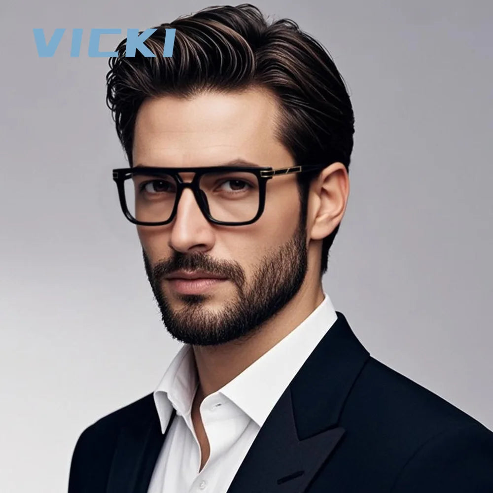 VICKI Mature Man's Double-barreled High-end TR Glasses - Customizable Prescription - Anti-blue Light Glasses Multifocal 84003