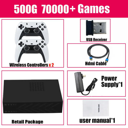 60+Emulators Retro Video Game Console R3 PRO Dual System 500GB 3865U 70000+Games For Wii PS2 PSP Saturn GameCube N64 Wireless handle