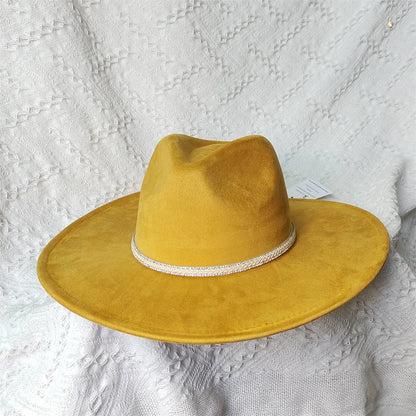 Colorful Suede Wide Brim Felt Fedoras Women's Hat Men's Church Jazz Hat Denim Hat Panama шляпа женская летняя 2024
