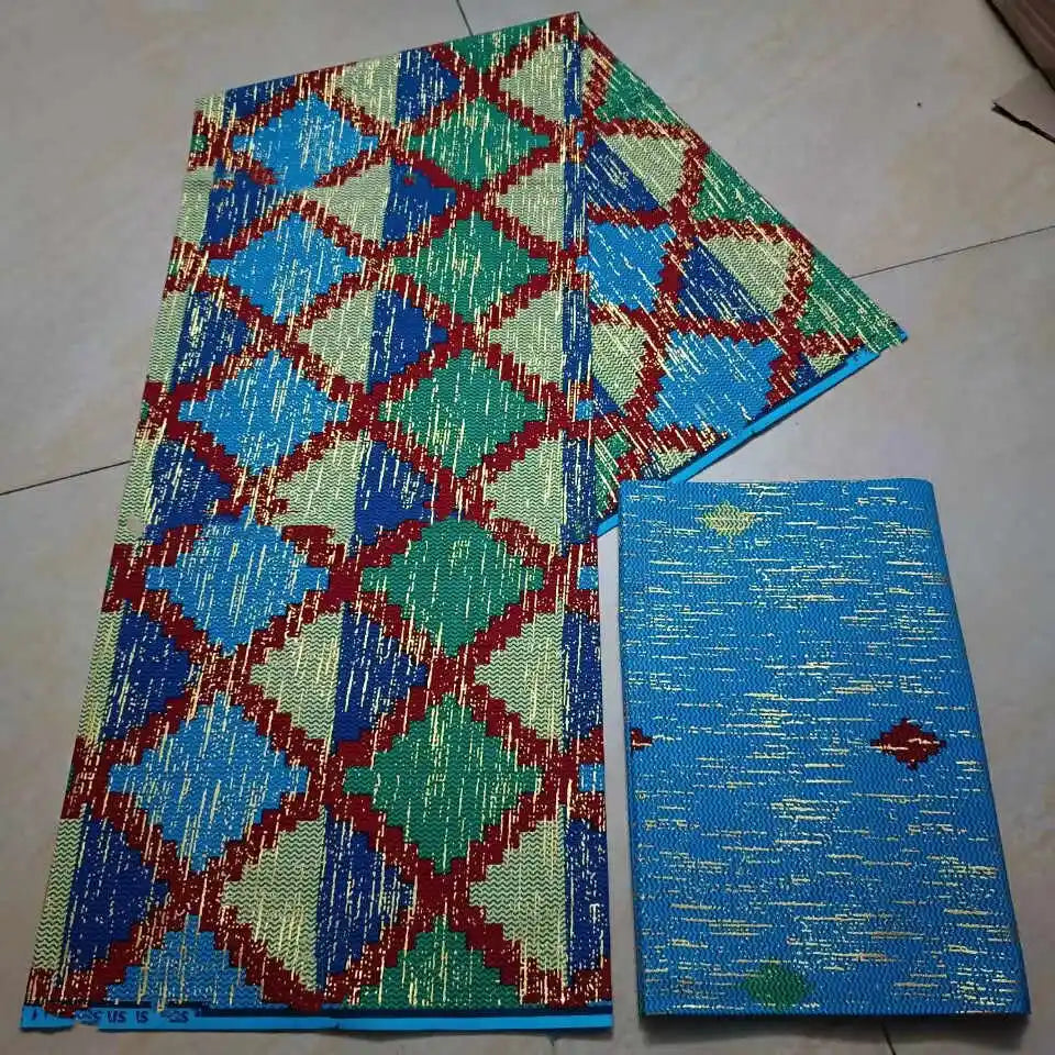 KENTE 4+2YARD 2024 Latest Design 6 Yards/lot African Fabric Gold Powder Ankara 100% Cotton Farbic For Sewing Wax Print Fabric