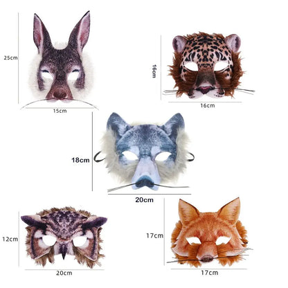 High Quality PVC Halloween Party Mask Full Face Realistic Animal Face Cosplay Prop Durable Lightweight Dress Up Masks