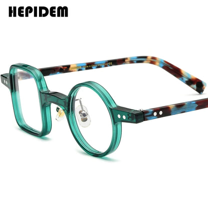 FONEX HEPIDEM Acetate Eyeglasses Frame Men 2025 New Small Round Brand Design Glasses Women Retro Vintage Eyewear Spectacles 9341