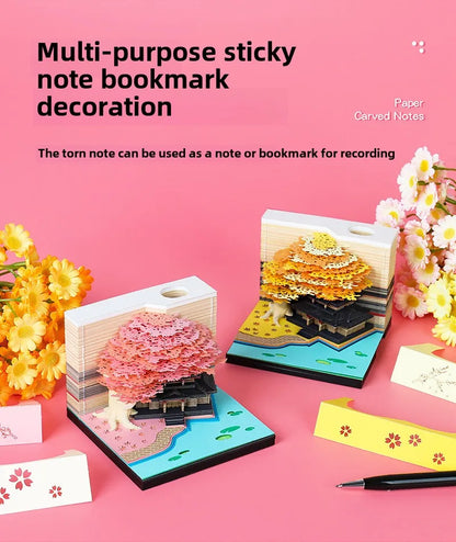 Treehouse 3D Desktop Calendar Sticky Notes Creative Crafts Souvenirs Paper Carvings Memo Pad New Year Gifts Office Ornament