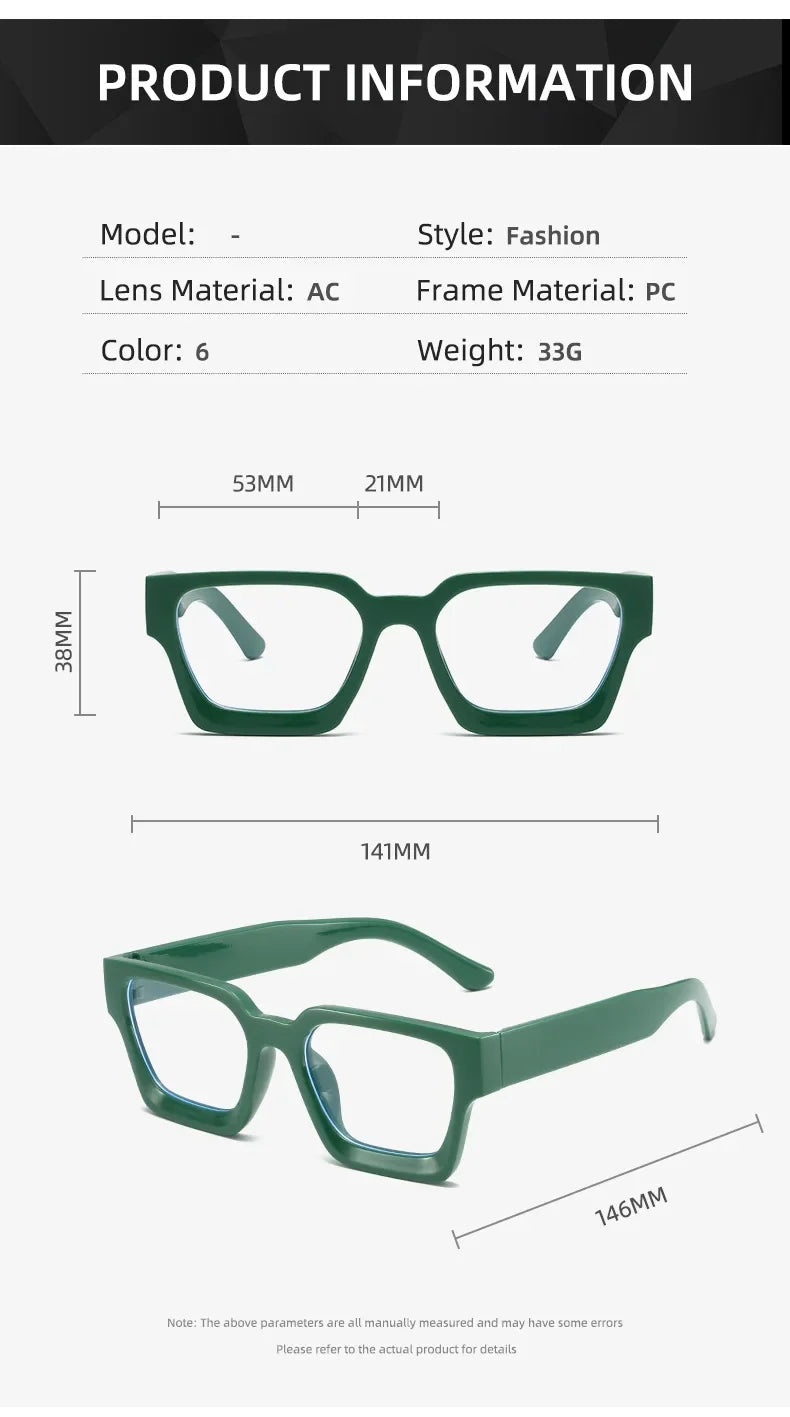 New Transparent Computer Glasses Frame Women Men Anti Blue Light Square Eyewear Blocking Glasses Optical Spectacle Eyeglass