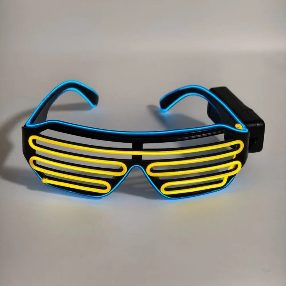 Wireless LED Glowing Glasses Cool Colorful Neon Glasses Double Colors Glow-in-the-dark Luminous Glasses Halloween Costumes