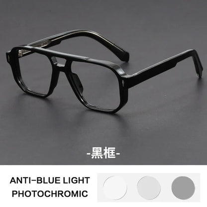 Double Bridges Anti Blue Light Reading Glasses Men Retro Women Square Glasses Frame Fashion Men Myopia Eyewear Fake Eyelasses -2
