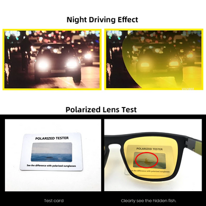 VIVIBEE Night Vision Glasses Yellow Polarized UV400 Men Square Driving Goggles Sports Women Anti Glare Car Eyepieces