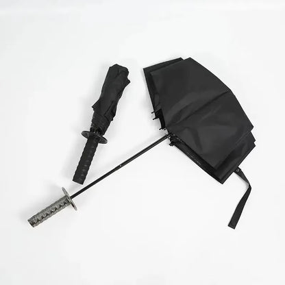 Folding Ninja Sword Umbrella Windproof UV Block Parasol Demon Slayer Real Japanese Katana Samurai Sabre Umbrella Black Parasol