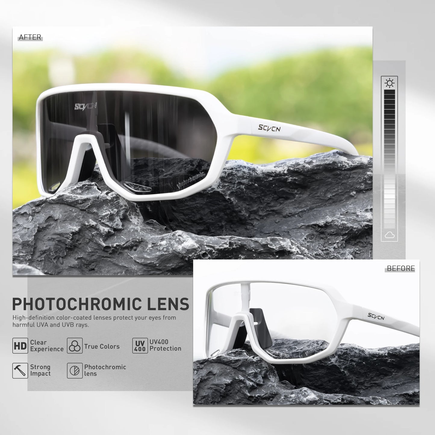 SCVCN Photochromic Sports Sunglasses Cycling Glasses UV400 Women Driving for Men Mountain MTB Bike Bicycle Goggles