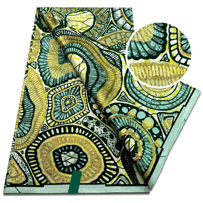 Newest Super Grand African Wax Glitter Glam Fabric Sprinkle Cotton Ankara Batik Material Pagne Wax Gold Print For Sew Uniform